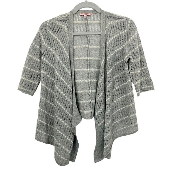 Calypso St. Barth Gray & White Striped Pointelle Cashmere Cardigan Size XS - Picture 1 of 5
